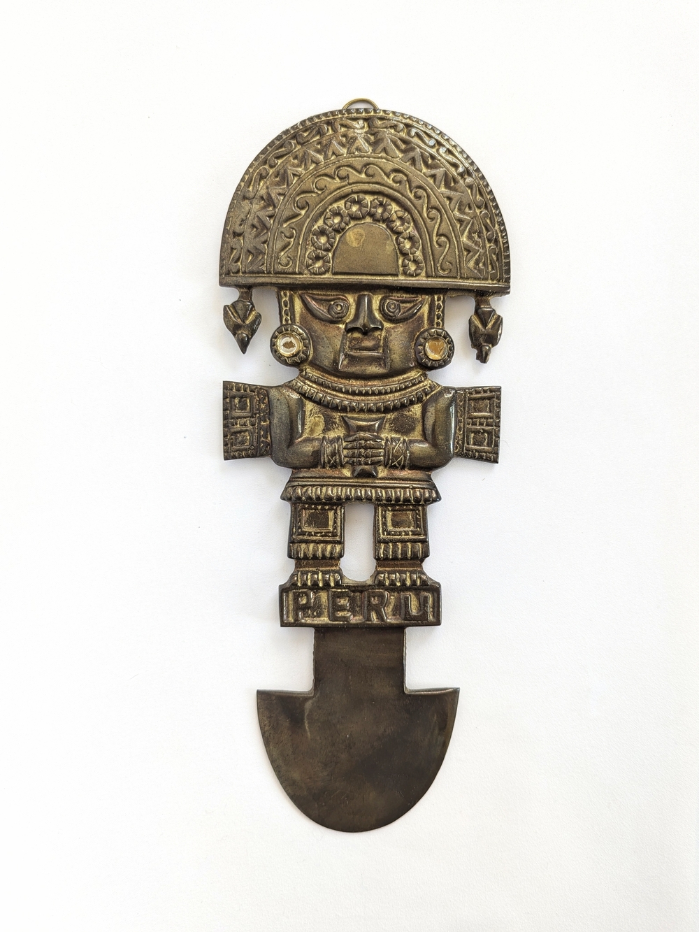 Vintage Peruvian Brass Tumi Traditional Ceremonial Knife Wall Art 10.5"